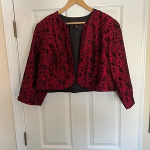 Collection Dressbarn Women's Size 18 Red w/Black Swirl Open Blazer Jacket